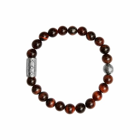 Bracelet Lauren Steven Design Prosperité en œil de tigre rouge, taille M