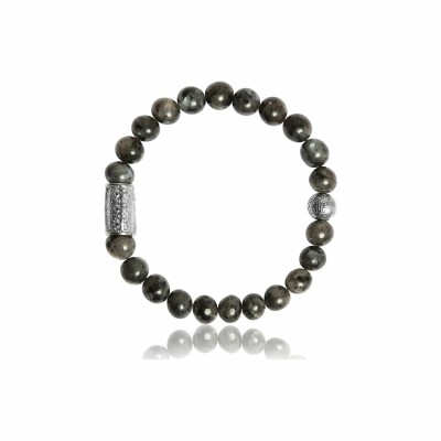 Bracelet Lauren Steven Design en larvikite grise, taille M