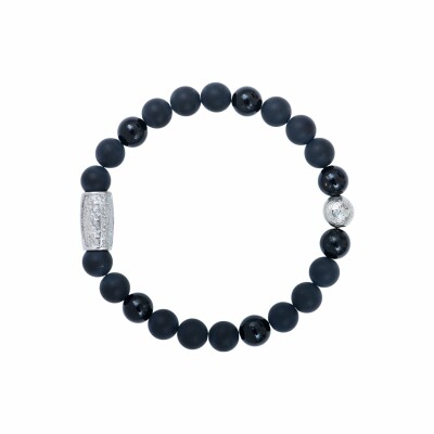 Bracelet Lauren Steven Design Prosperité en onyx noir et agate noire, taille M