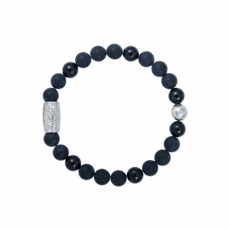 Bracelet Lauren Steven Design Prosperité en onyx noir et agate noire, taille L