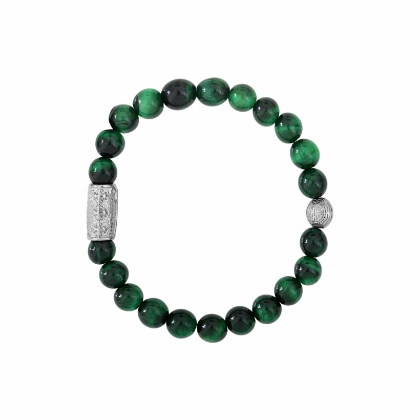 Bracelet Lauren Steven Design Prosperité en œil de tigre vert, taille L