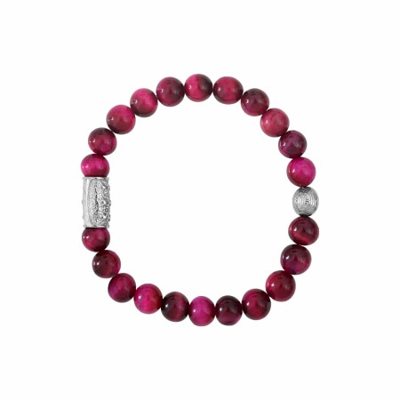 Bracelet Lauren Steven Design Prosperité en œil de tigre rose, taille L