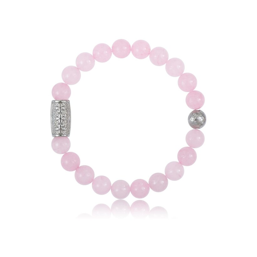 Bracelet Lauren Steven Design Prosperite en quartz rose, taille M