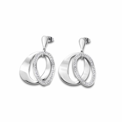 Boucles d'oreilles Lotus en acier et oxyde de zirconium