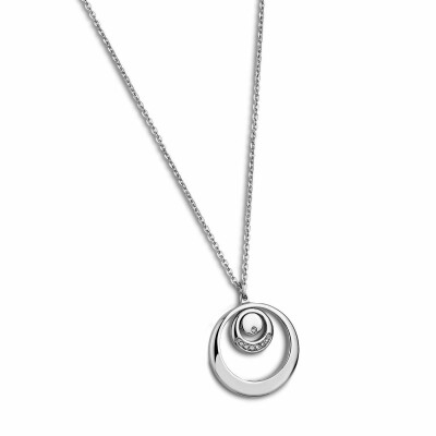 Collier Lotus en acier et oxyde de zirconium