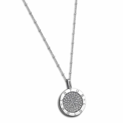 Collier Lotus en acier et oxyde de zirconium