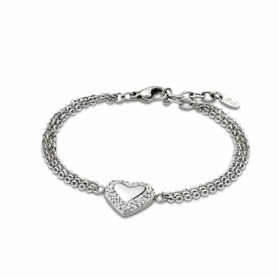 Bracelet Lotus coeur en acier et oxyde de zirconium