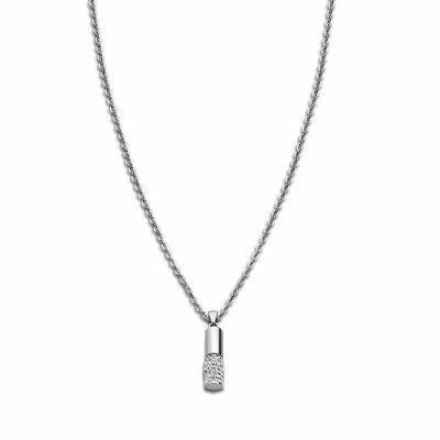 Collier Lotus en acier et oxyde de zirconium