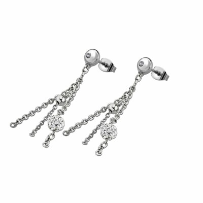 Boucles d'oreilles Lotus en acier et oxyde de zirconium