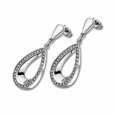 Boucles d'oreilles Lotus en acier et oxyde de zirconium