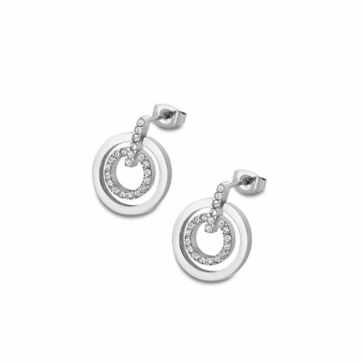 Boucles d'oreilles Lotus en acier et oxyde de zirconium