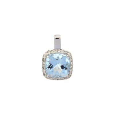 Pendentif Gringoire Joaillerie en or blanc, aigue marine et diamants