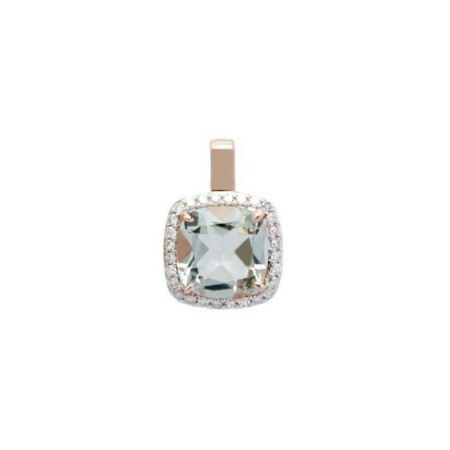 Pendentif Gringoire joaillerie en or rose, topaze bleue et diamants