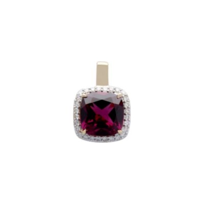 Pendentif Gringoire Joaillerie en or jaune, rhodolite et diamants