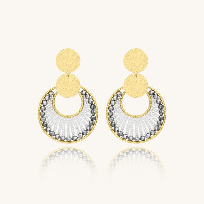 Boucles d'oreilles Sàntibé Bijoux Lima en laiton, métal doré et perles argent