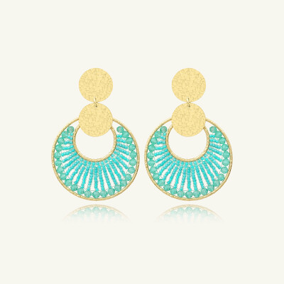 Boucles d'oreilles Sàntibé Bijoux Luna en laiton, métal doré et perles crystalline