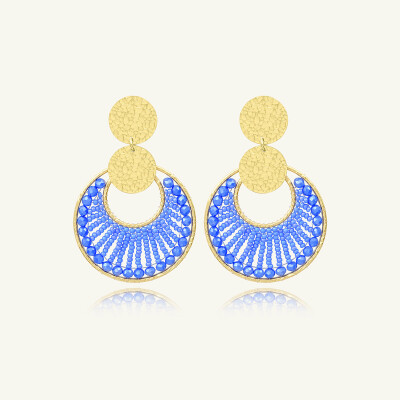 Boucles d'oreilles Sàntibé Bijoux Luna en laiton, métal doré et perles lilas