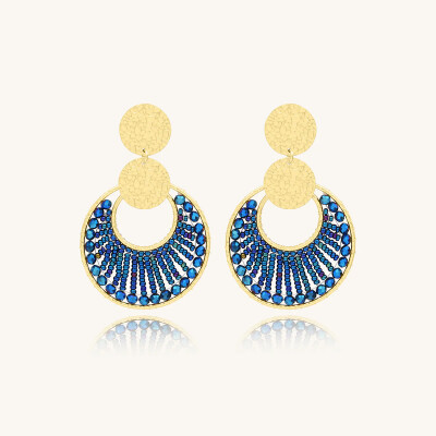 Boucles d'oreilles Sàntibé Bijoux Lima en laiton, métal doré et perles bleu marine