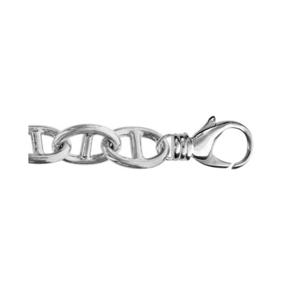 Bracelet maille marine ovale en argent rhodié