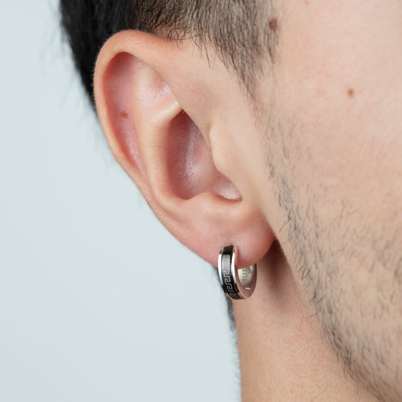 Boucles d'oreilles Lotus Men's earrings en acier et acier pvd