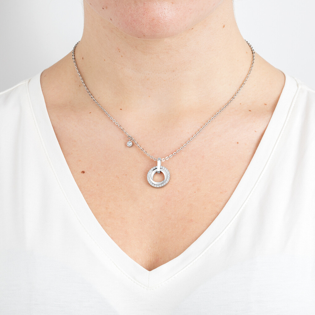 Collier Lotus Bliss en acier et oxydes de zirconium