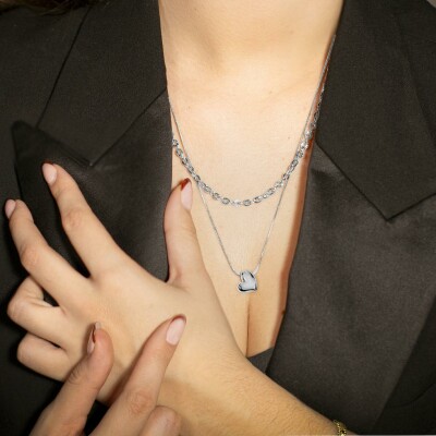 Collier Lotus Style Essentials coeur en acier