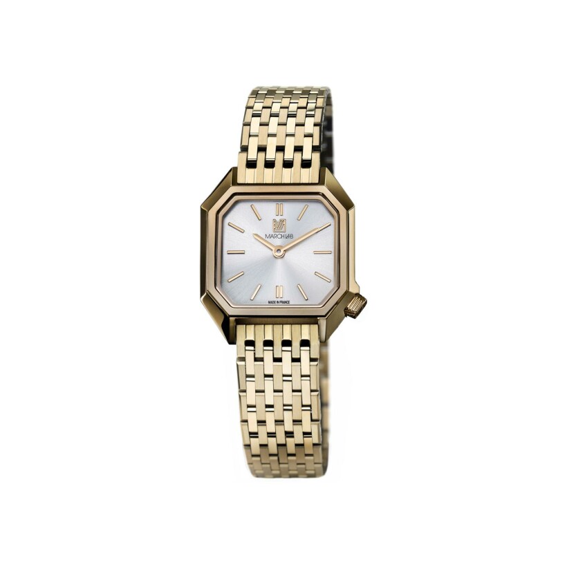 March LA.B LADY MANSART ELECTRIC 26 MM Watch - CONTINENTAL - Brushed polished steel 9 gold links
