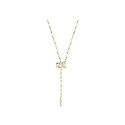 Collier Nouvel Héritage Latch Paved Mini en or jaune et diamants, taille 43cm