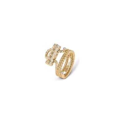 Bague Nouvel Héritage Latch Paved en or jaune et diamants