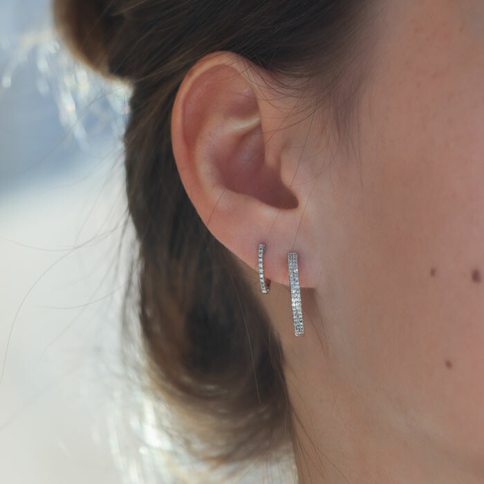 Les boucles d'oreilles Diem en diamant en or blanc 18 carats