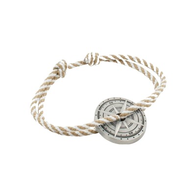 Bracelet sur cordon Le Vent à la Française Rose des vents en argent