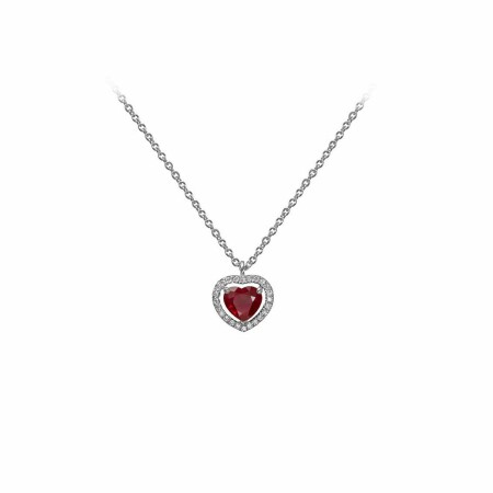 Pendentif coeur BG Bruno Little Italy en or blanc, rubis et diamants