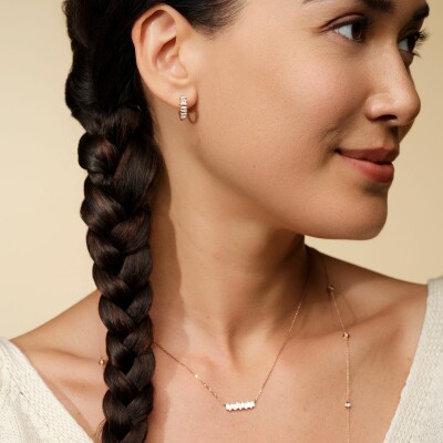 Collier Los Angeles en or rose et diamants taille baguette