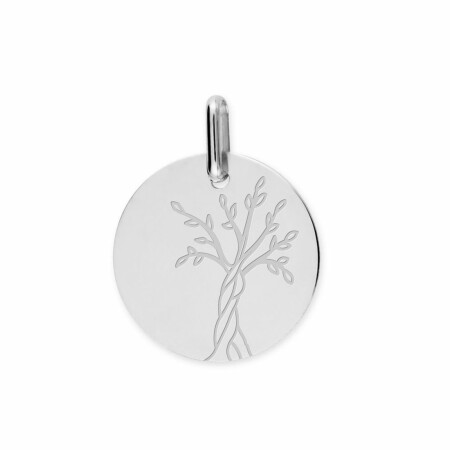 Médaille Arbre de vie en or blanc, 16mm