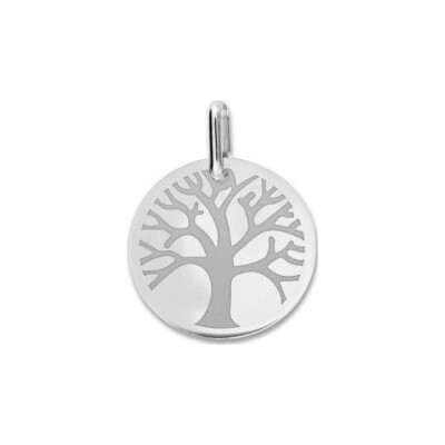 Médaille de baptême arbre de vie en or blanc