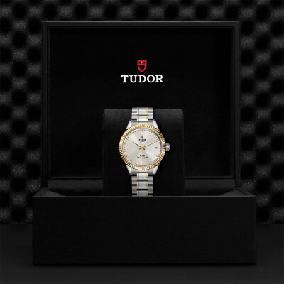 Montre TUDOR Style boîtier en acier 34 mm, lunette en or jaune