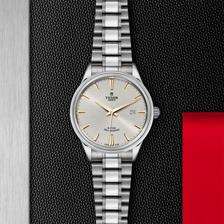 TUDOR Style watch, 41 mm steel case, silver dial