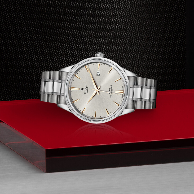 TUDOR Style watch, 41 mm steel case, silver dial