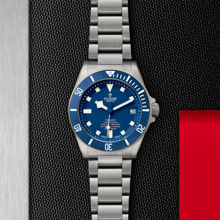 TUDOR Pelagos watch, Ceramic matt blue disc, titanium bracelet