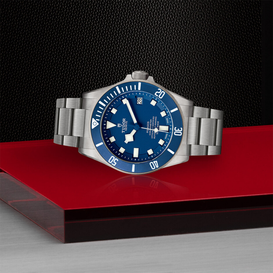 TUDOR Pelagos watch, Ceramic matt blue disc, titanium bracelet