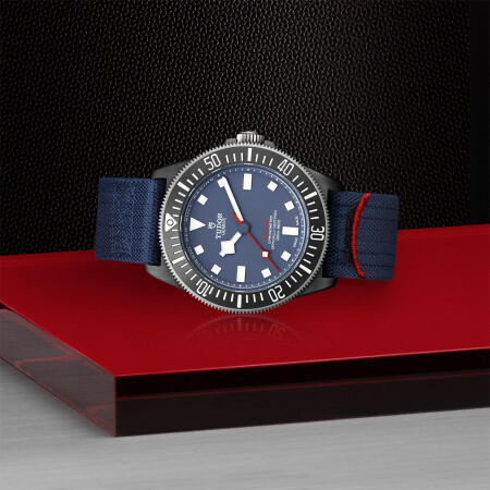 TUDOR Pelagos FXD watch, titanium bezel black carbon insert, fabric strap