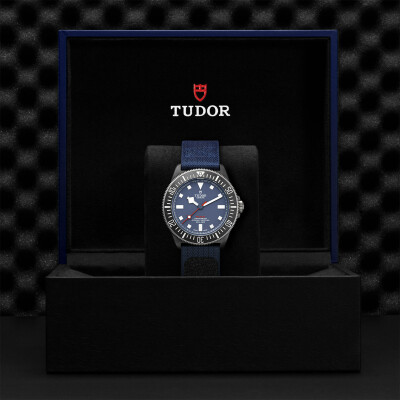 TUDOR Pelagos FXD watch, titanium bezel black carbon insert, fabric strap