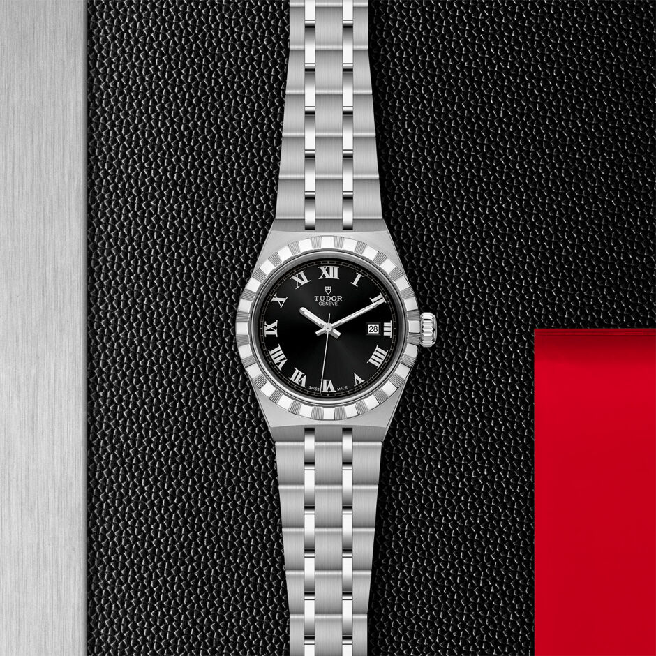 TUDOR Royal 28 mm steel case, dark-coloured dial watch