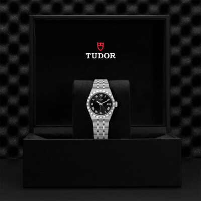 TUDOR Royal 28 mm steel case, dark-coloured dial watch