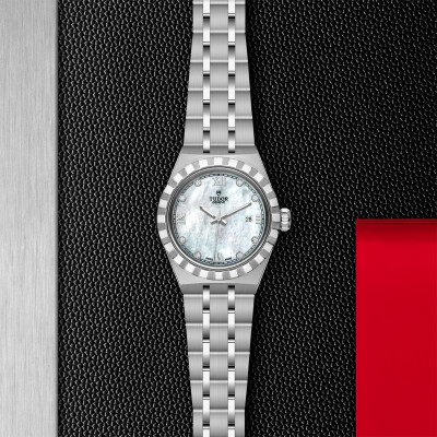 Montre TUDOR Royal boîtier en acier 28 mm, cadran serti de diamants