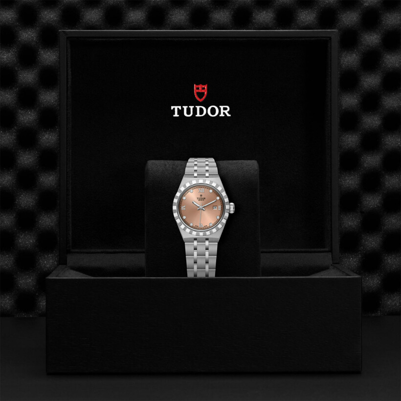 TUDOR Royal watch, 28mm steel case, Diamond-set dial
