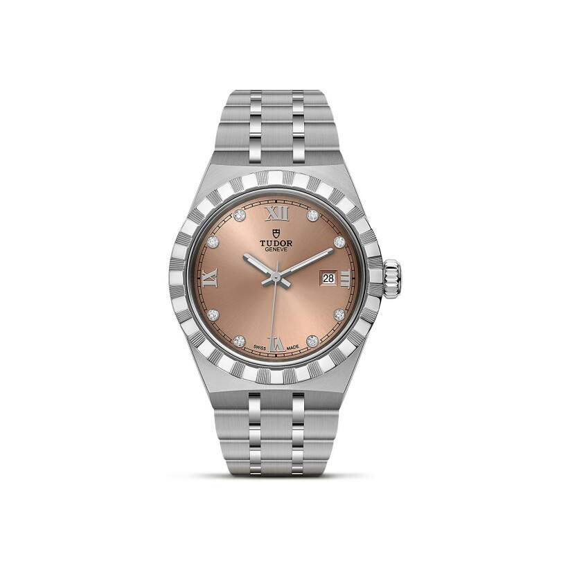 TUDOR Royal watch, 28mm steel case, Diamond-set dial