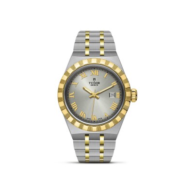 TUDOR Royal 28 mm steel case, yellow gold bezel watch