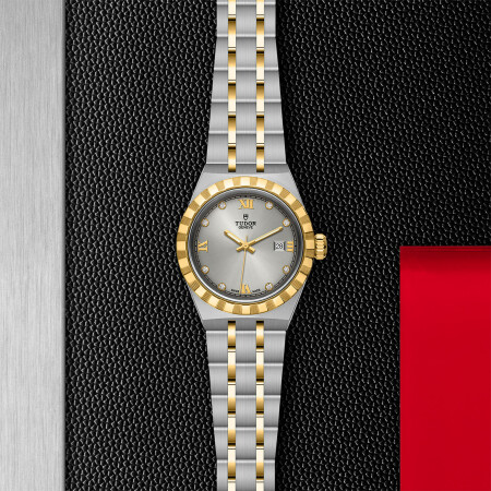 TUDOR Royal 28 mm steel case, diamond-set dial watch