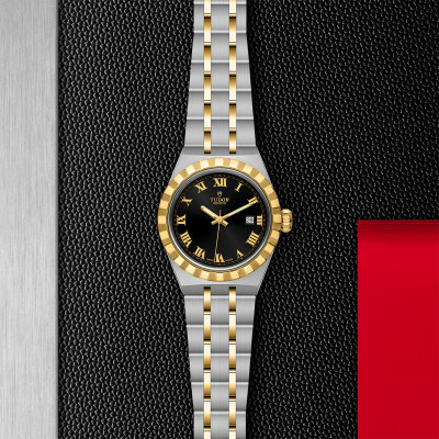 TUDOR Royal 28 mm steel case, yellow gold bezel watch